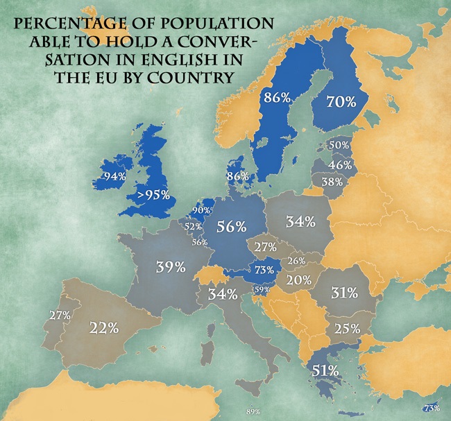 Map: Where Europeans speak English